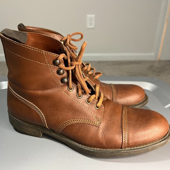 Will's Vegan Store Men's Vegan Leather Work Boots Chestnut/ Brown sz 9 - Picture 1 of 8